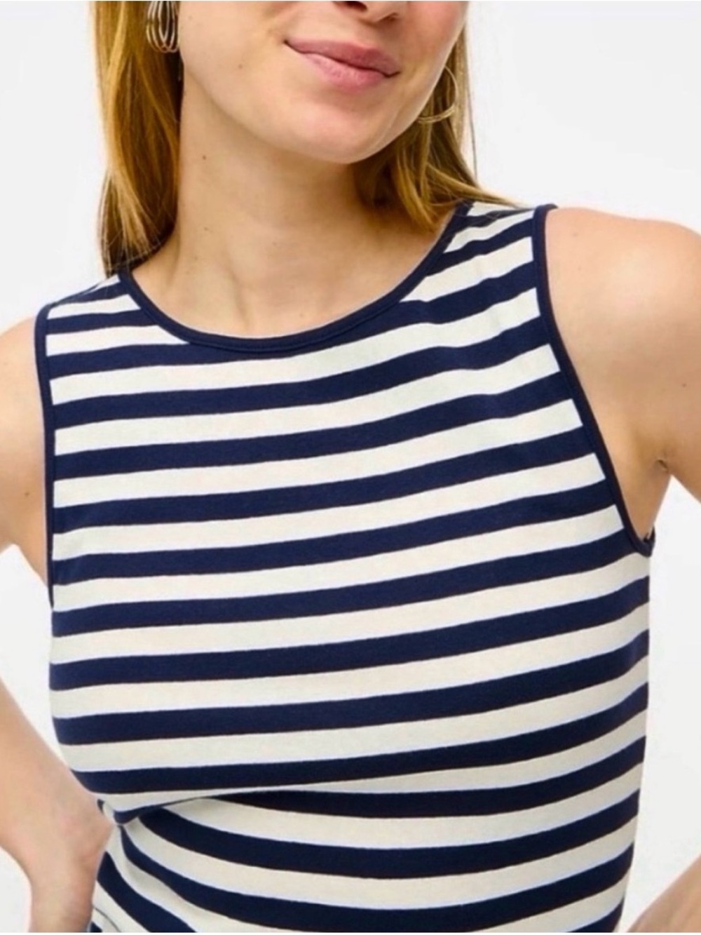 J Crew Factory Striped Shell Tank Top Ivory &  Navy Size 3X